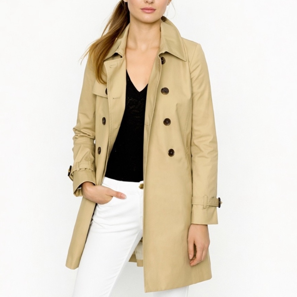 🆕 GAP Khaki Coat with Waist Tie Belt. Cotton - Spandex Made (NWOT) - Picture 3 of 13
